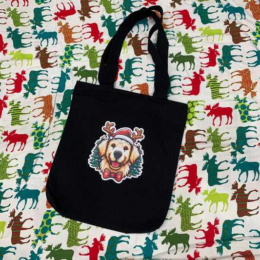 Festive Dog Canvas Tote Bag