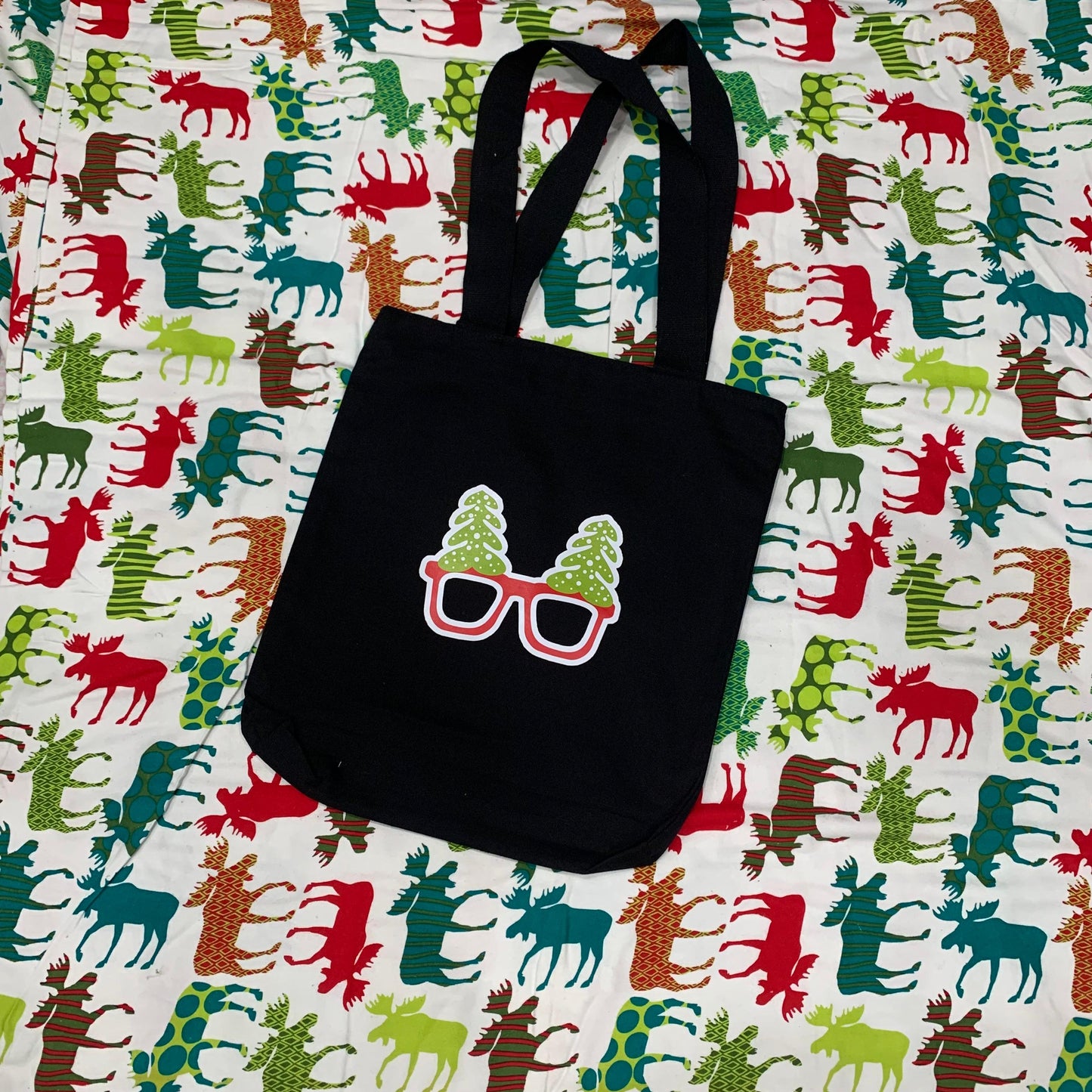 Festive Tree Glasses Canvas Tote Bag