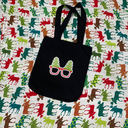 Festive Tree Glasses Canvas Tote Bag