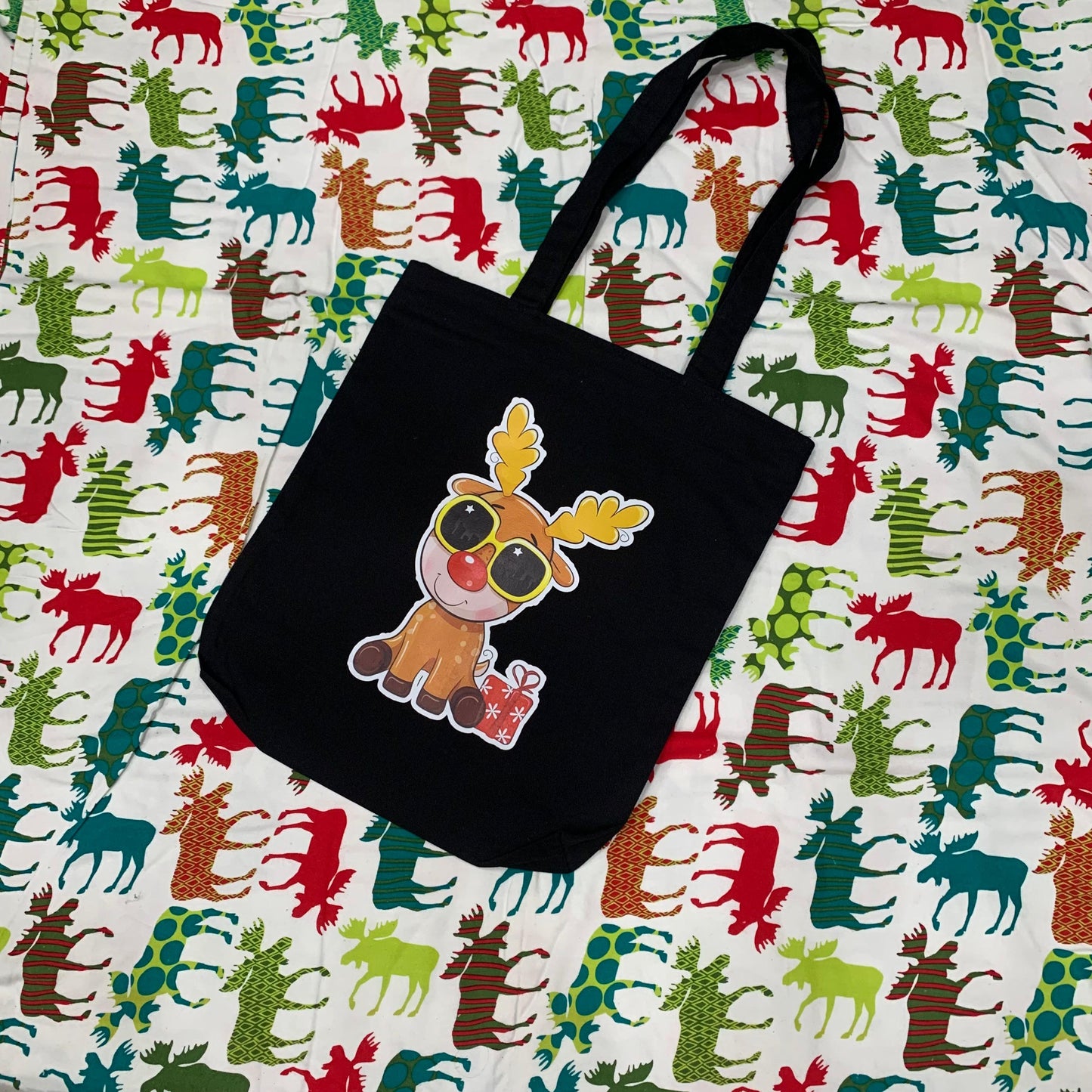 Festive Reindeer Canvas Tote Bag