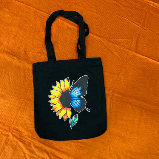 Sunflower Soul Canvas Tote – Artistic Black