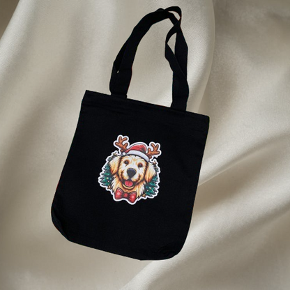 Festive Dog Canvas Tote Bag