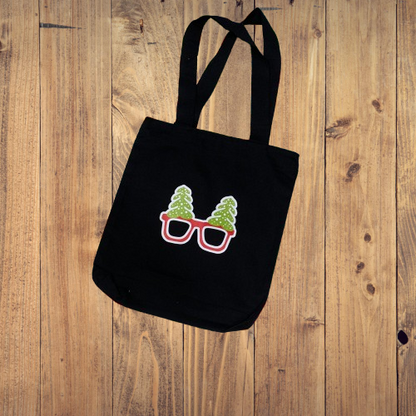 Festive Tree Glasses Canvas Tote Bag