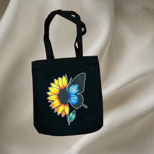 Sunflower Soul Canvas Tote – Artistic Black