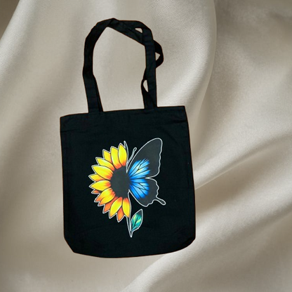 Sunflower Soul Canvas Tote – Artistic Black
